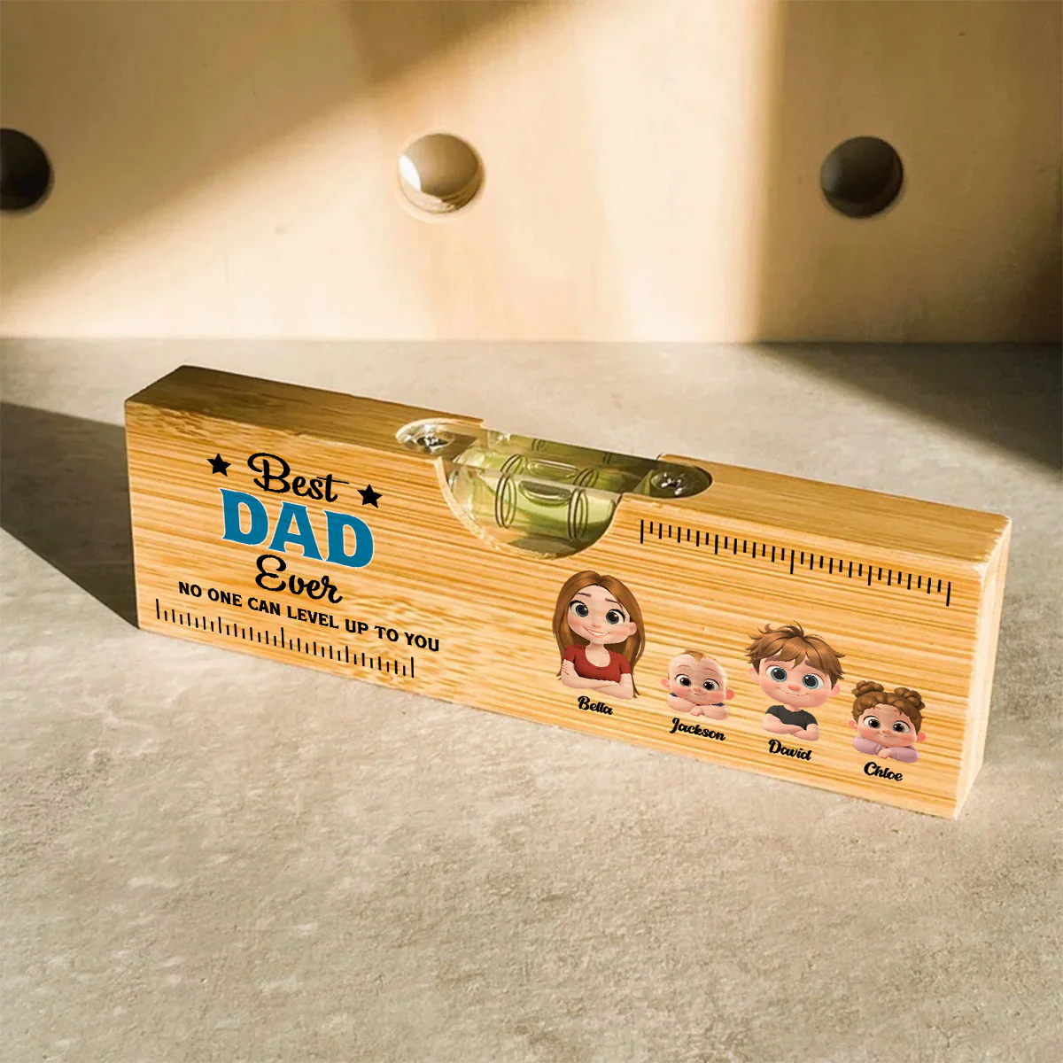 No One Level Up To You - Personalized Custom Wooden Spirit Level Bottle Opener - Image 4