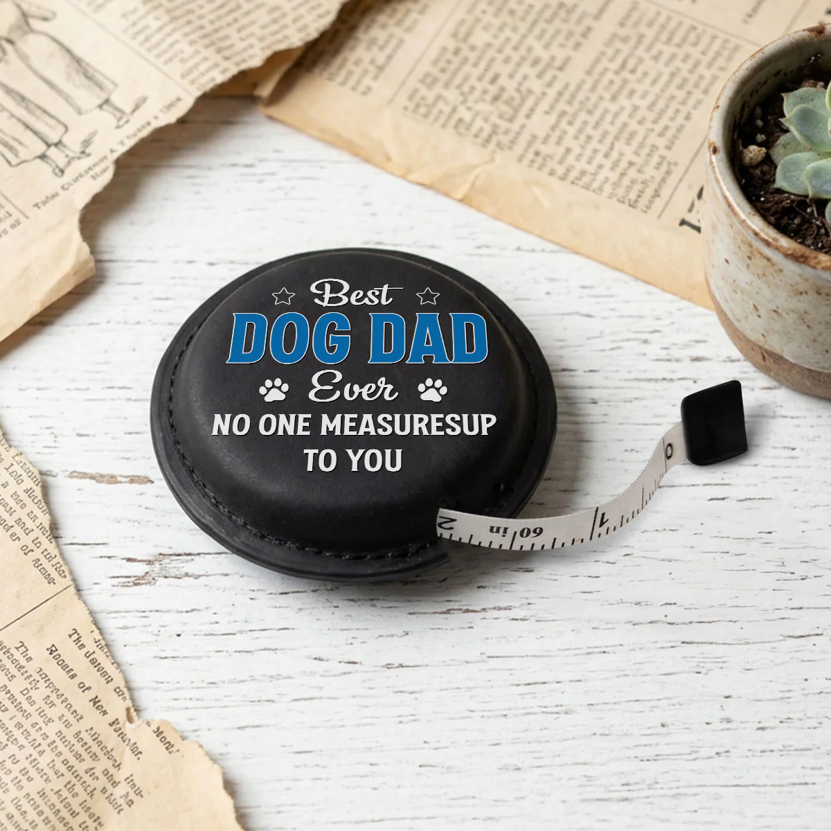No One Measures Up To Dog Dad - Personalized Custom Leather Tape Measure - Image 5