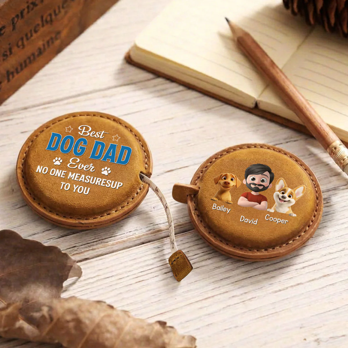 No One Measures Up To Dog Dad - Personalized Custom Leather Tape Measure - Image 8