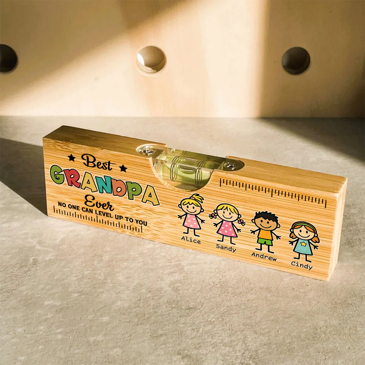 No One Measures Up To You Happy Fathers Day - Personalized Custom Wooden Spirit Level Bottle Opener - Image 4