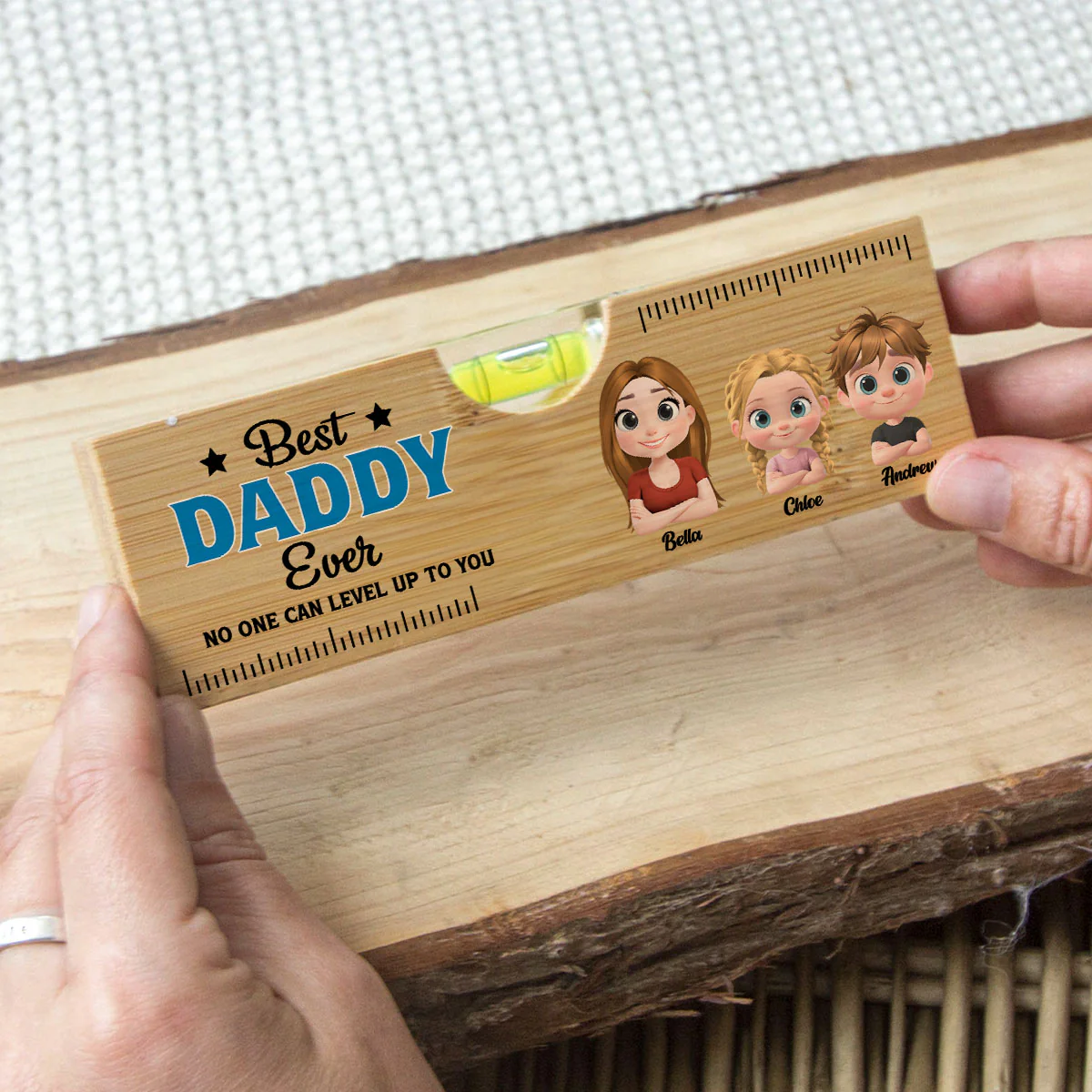 No One Measures Up To You - Personalized Custom Wooden Spirit Level Bottle Opener - Image 2