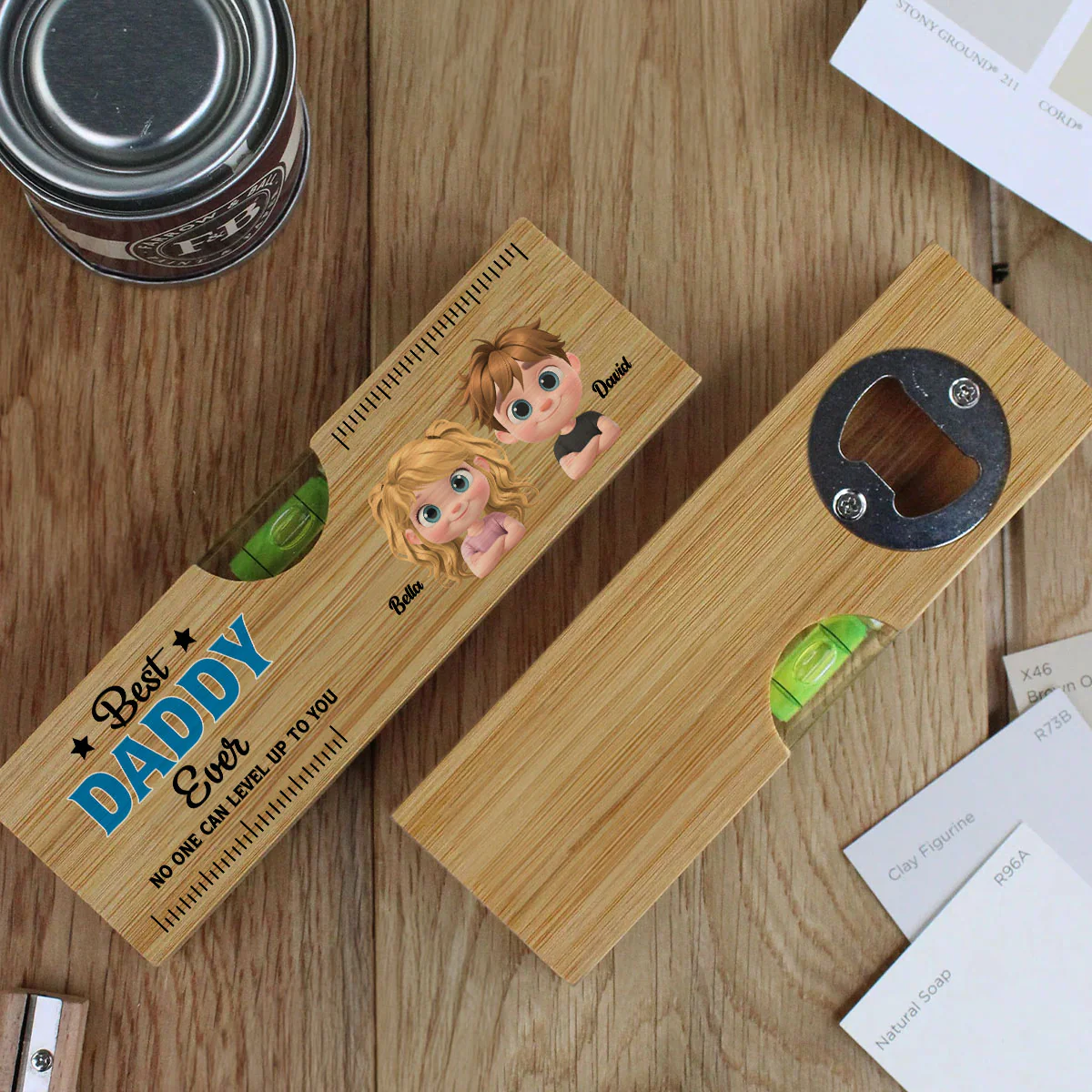 No One Measures Up To You - Personalized Custom Wooden Spirit Level Bottle Opener - Image 3