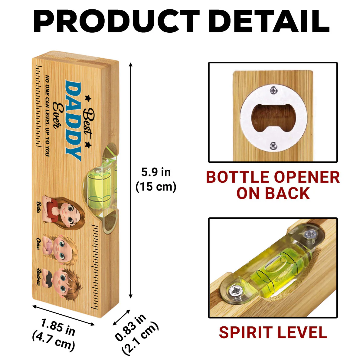 No One Measures Up To You - Personalized Custom Wooden Spirit Level Bottle Opener - Image 5