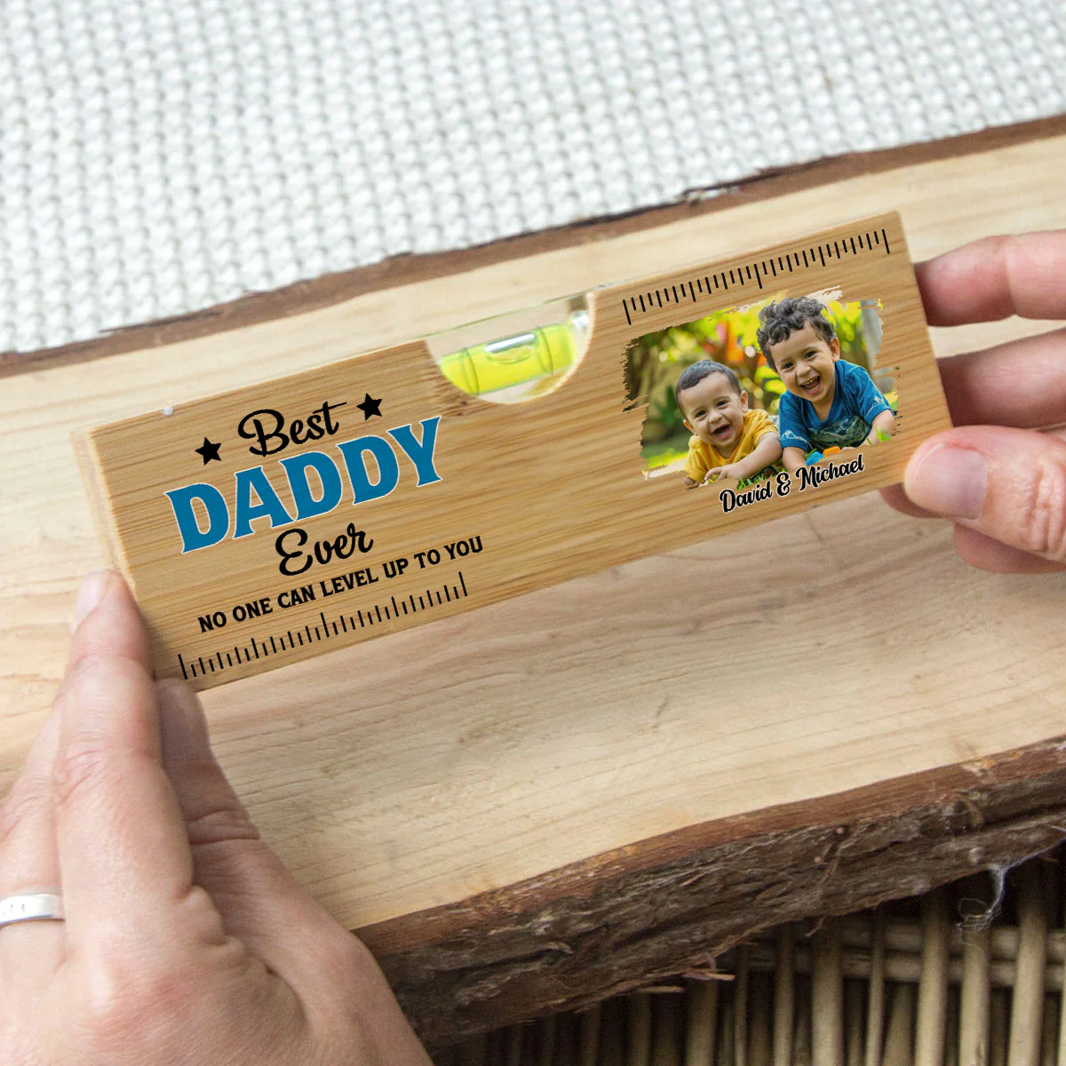 No One Measures Up To You Photo - Personalized Custom Wooden Spirit Level Bottle Opener - Image 2