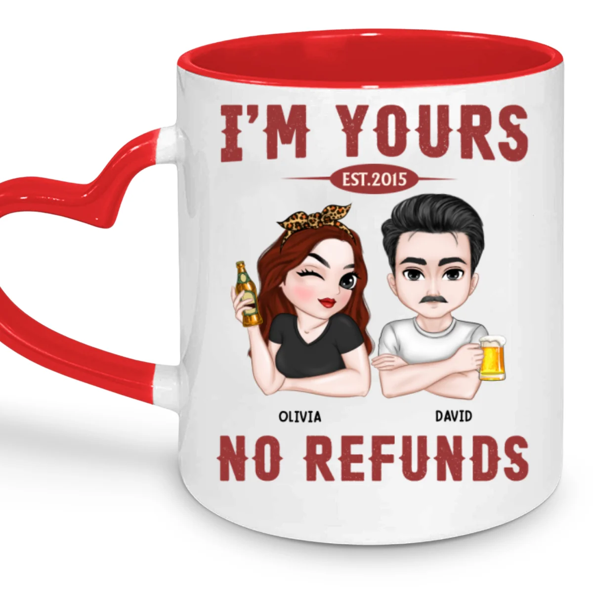 No Refund - Personalized Custom Heart Handle Mug - Image 5