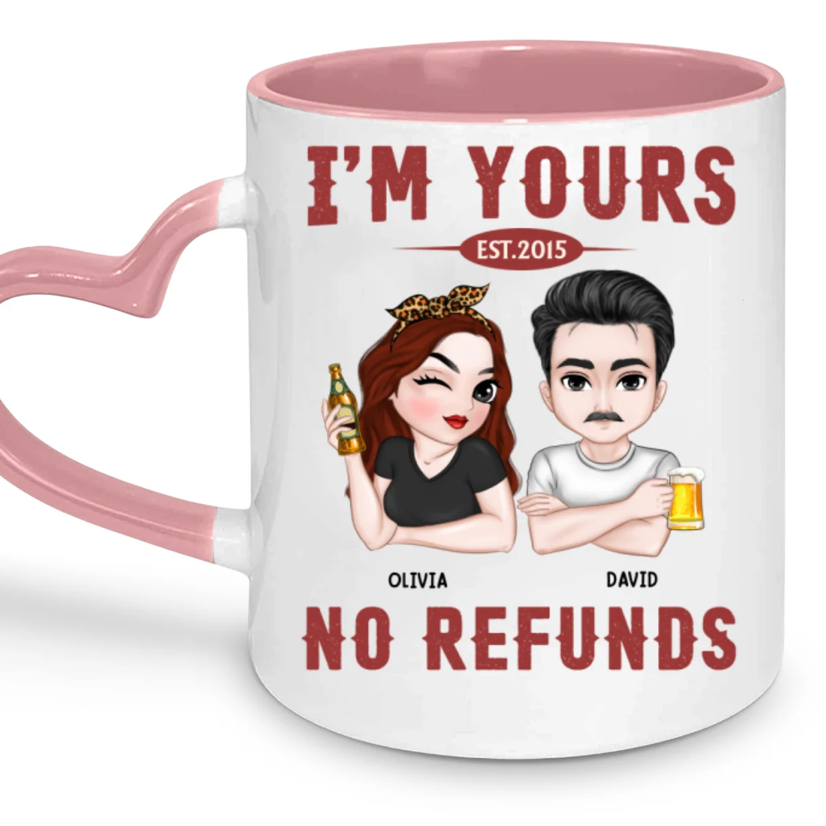 No Refund - Personalized Custom Heart Handle Mug - Image 6