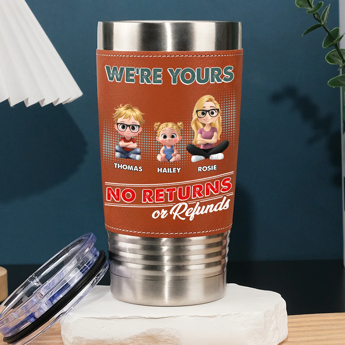 No Refund -  Personalized Custom Leather Tumbler - Image 2