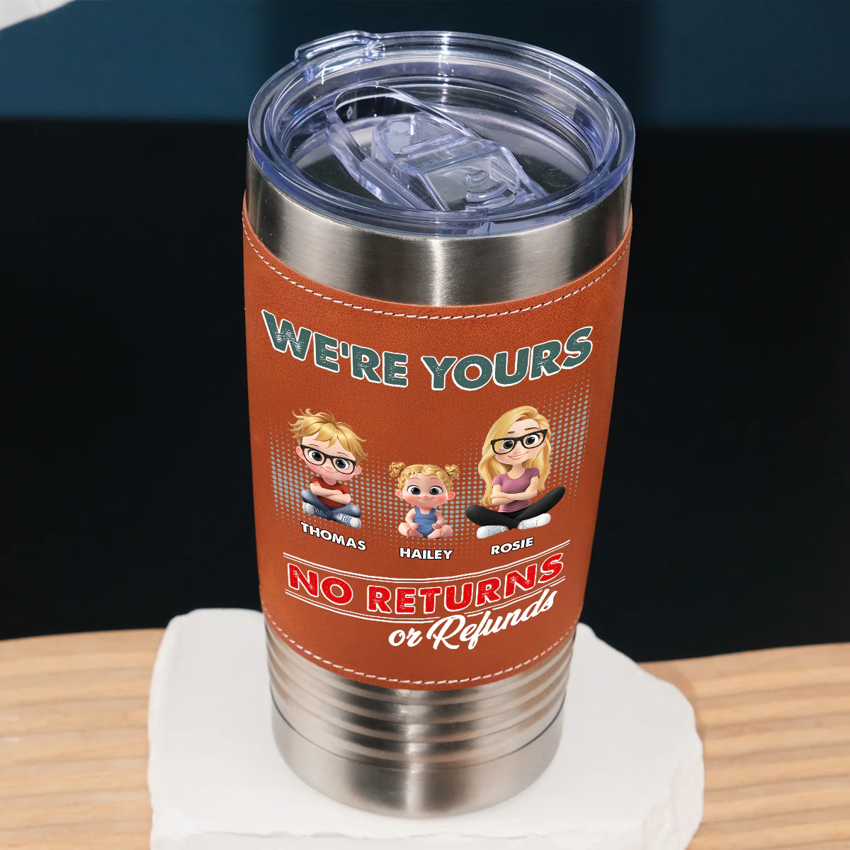 No Refund -  Personalized Custom Leather Tumbler - Image 3