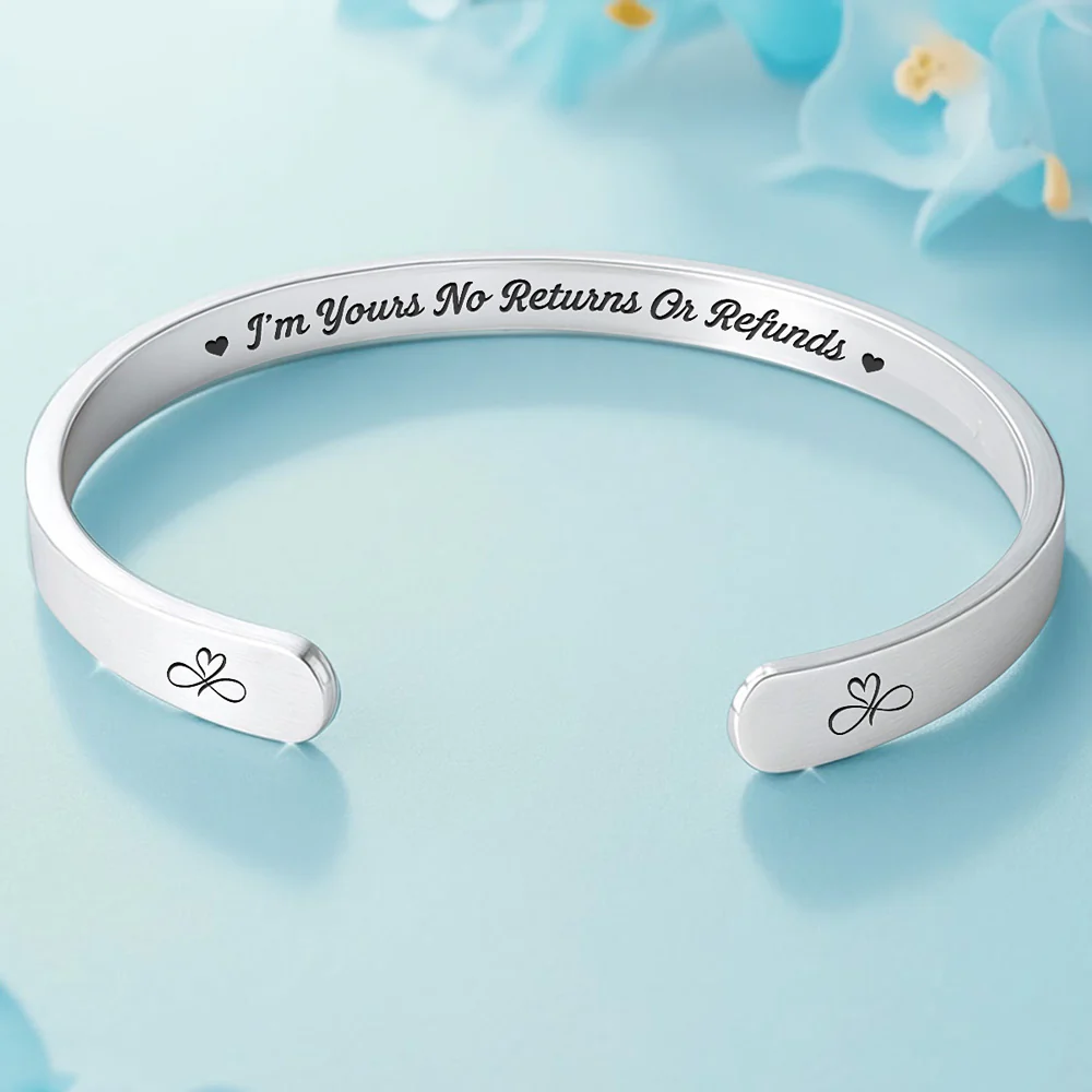 No Returns Or Refunds - Personalized Custom Bracelet Cuff - Image 2
