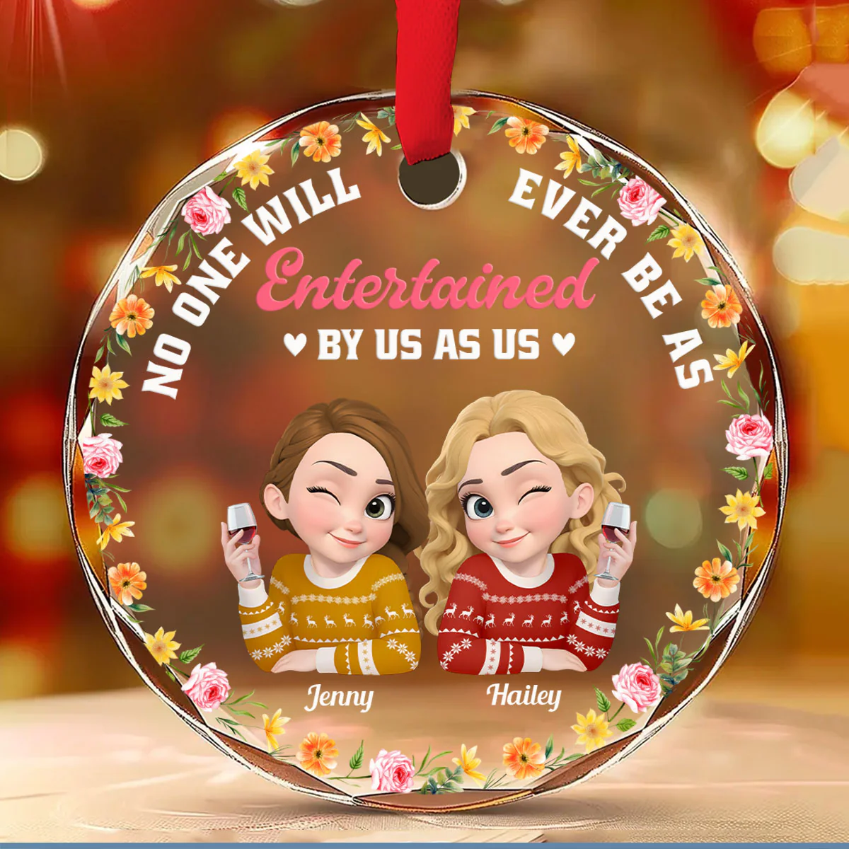 Nobody Enjoys Us Like Us - Personalized Custom Glass Ornament - Image 2