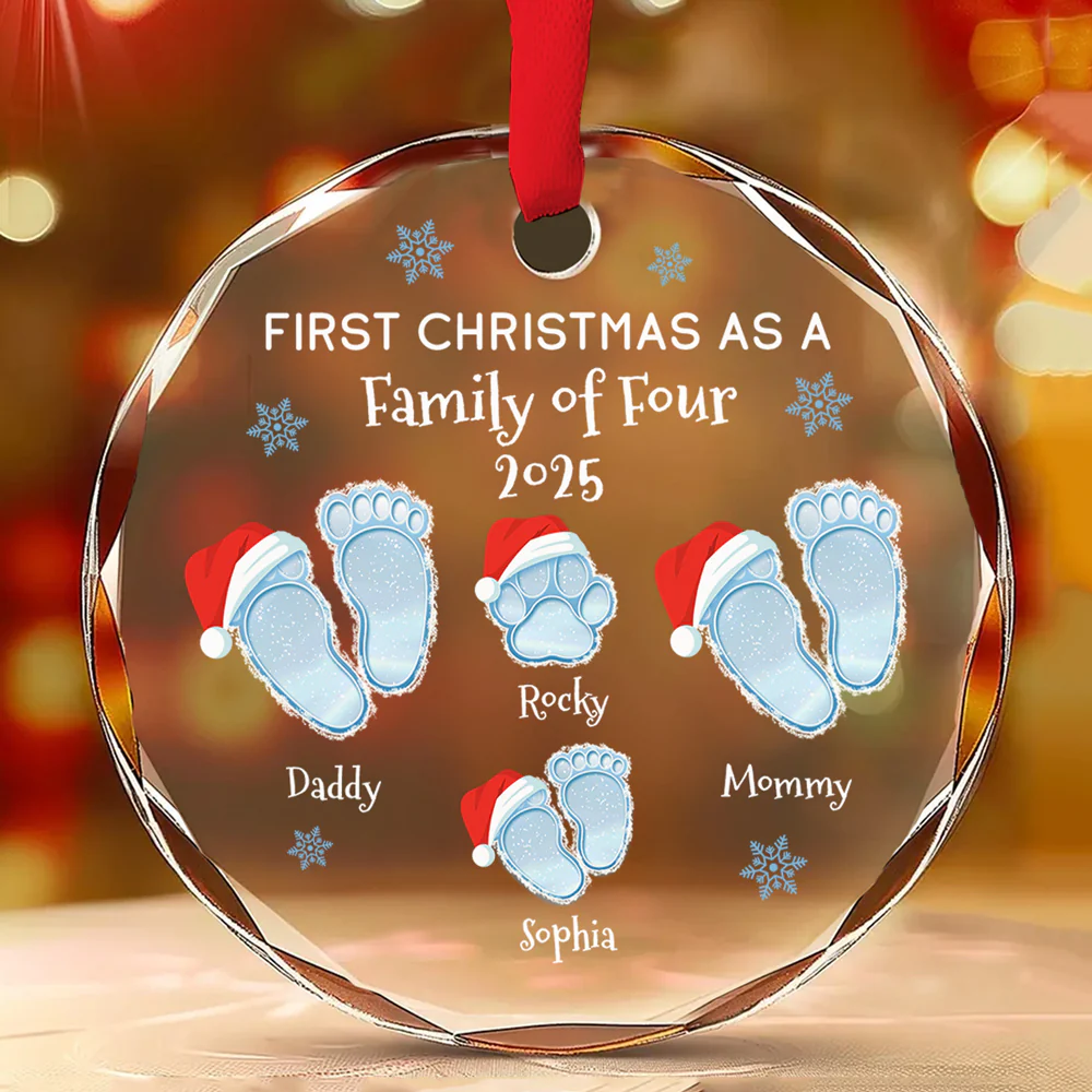 Noel Family - Personalized Custom Glass Ornament - Image 2