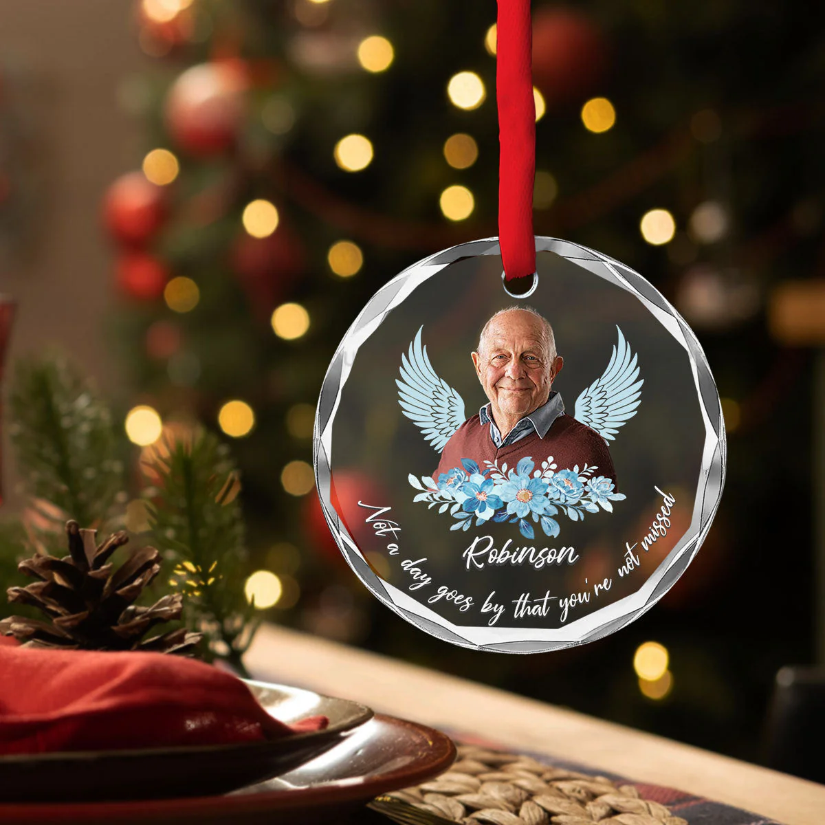 Not A Day Goes By - Personalized Custom Glass Ornament - Image 3