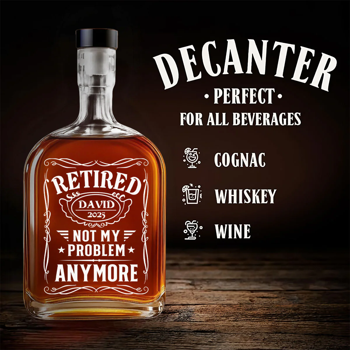 Not My Problem Anymore - Personalized Custom Spirits Decanter - Image 3