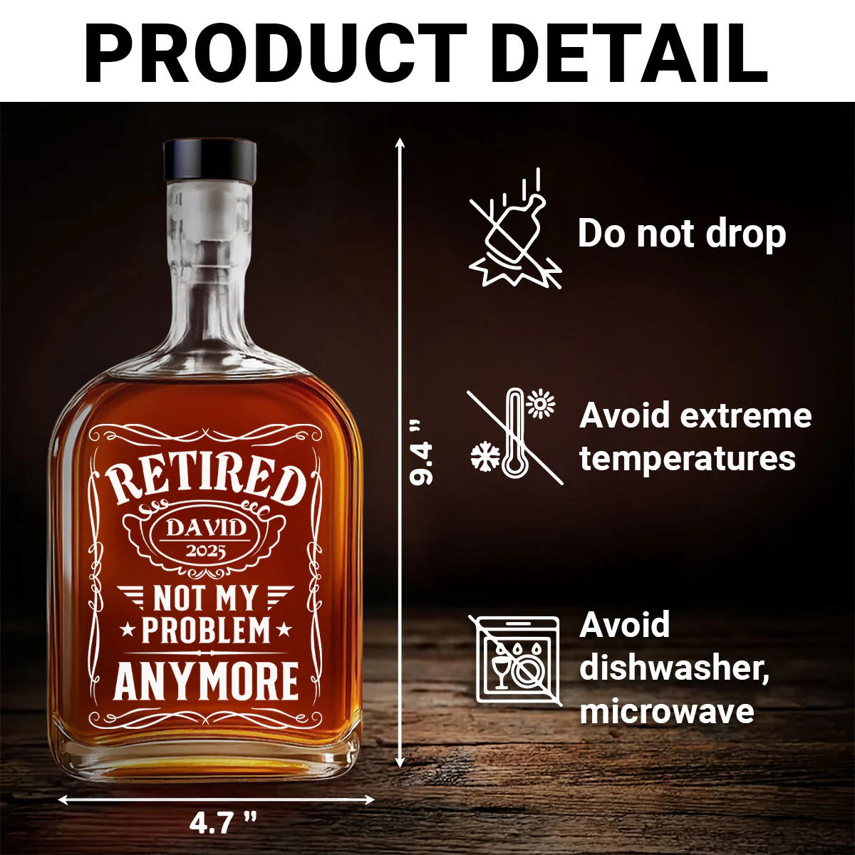Not My Problem Anymore - Personalized Custom Spirits Decanter - Image 4