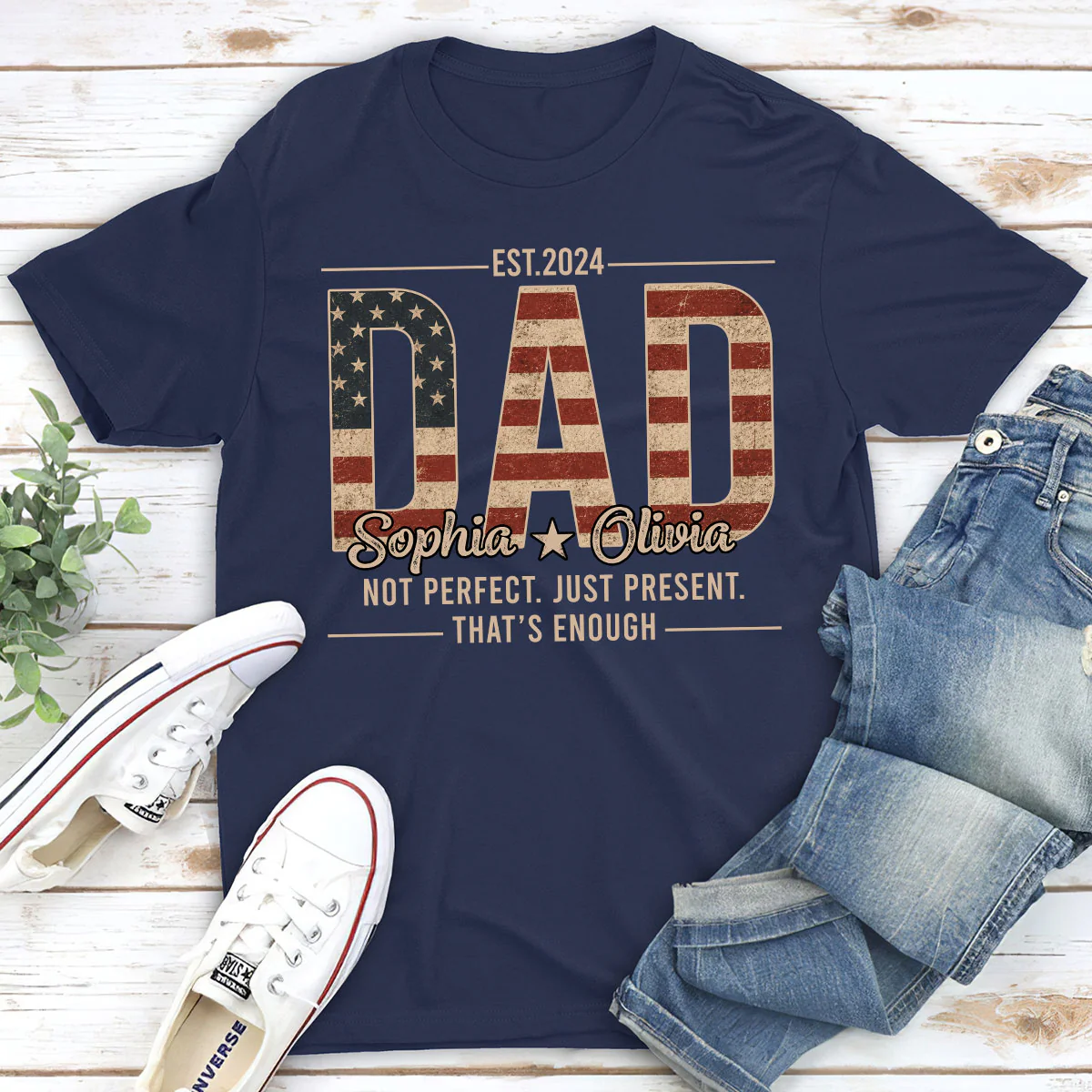 Not Perfect Just Dad - Personalized Custom Shirt - Image 3