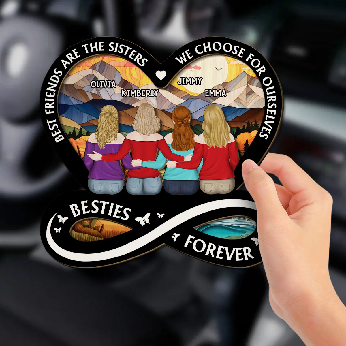 Not Sisters By Blood But Sisters By Heart - Personalized Custom Car Visor Clip - Image 2