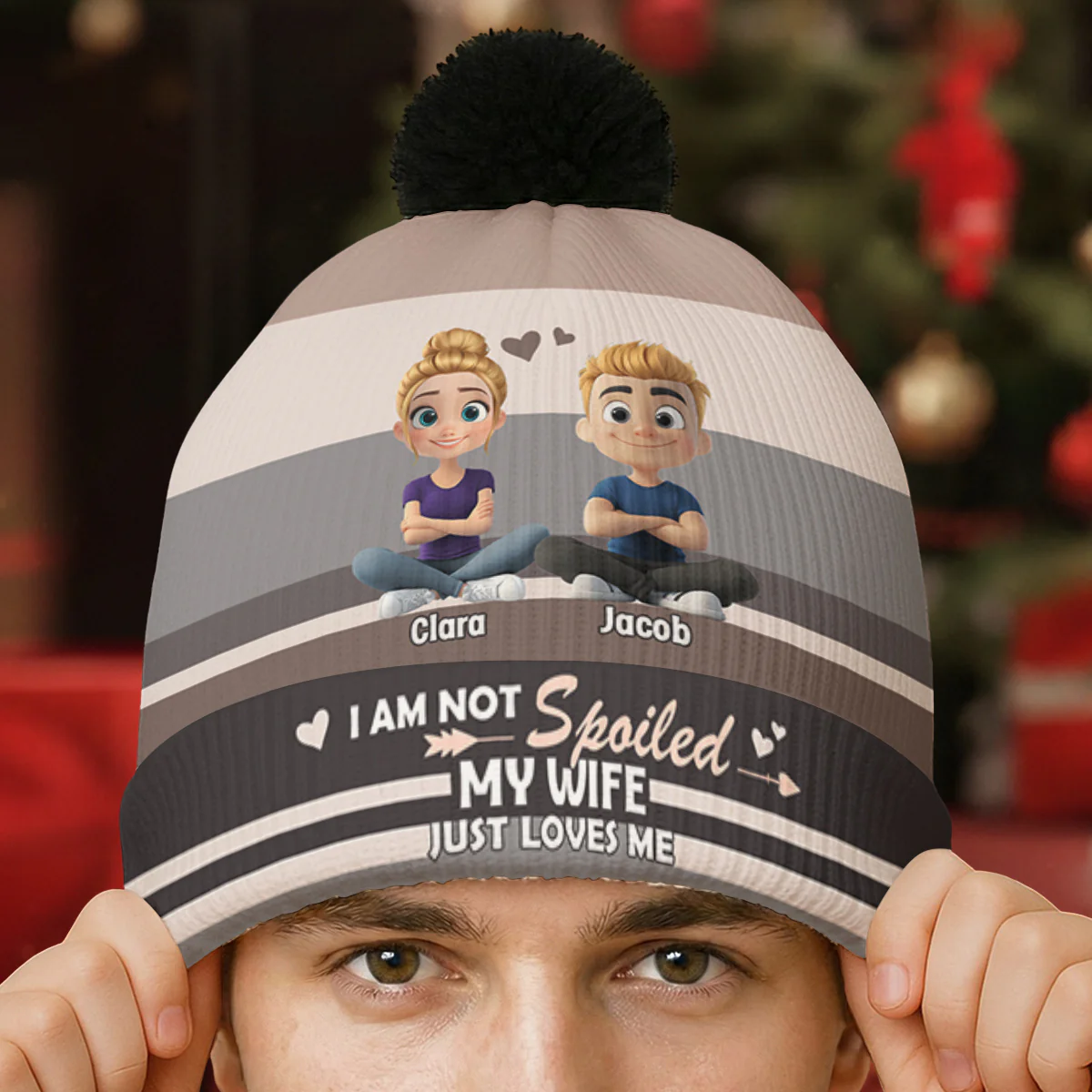 Not Spoiled - Personalized Custom Bobble Beanie Hat - Image 4