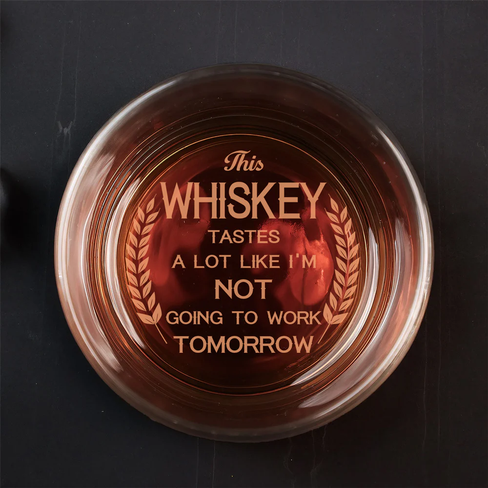 Not Working Tomorrow Vibes - Personalized Custom Engraved Whiskey Glass - Image 2