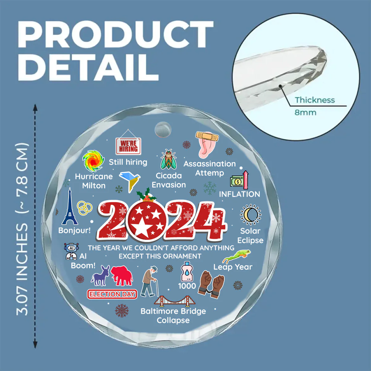 Notable Events 2024 Christmas - Glass Ornament - Image 5
