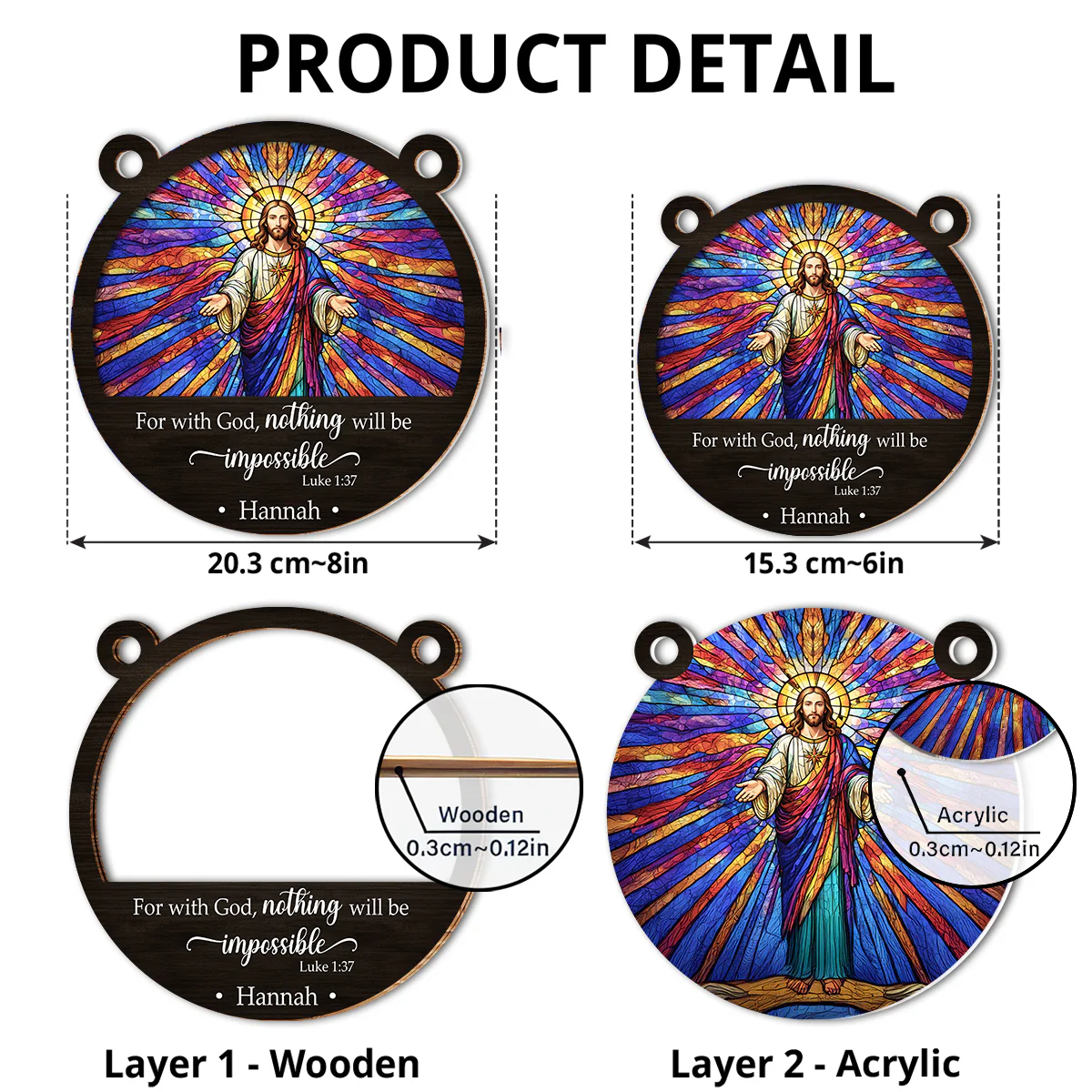 Nothing Will Be Impossible - Personalized Custom Suncatcher - Image 5