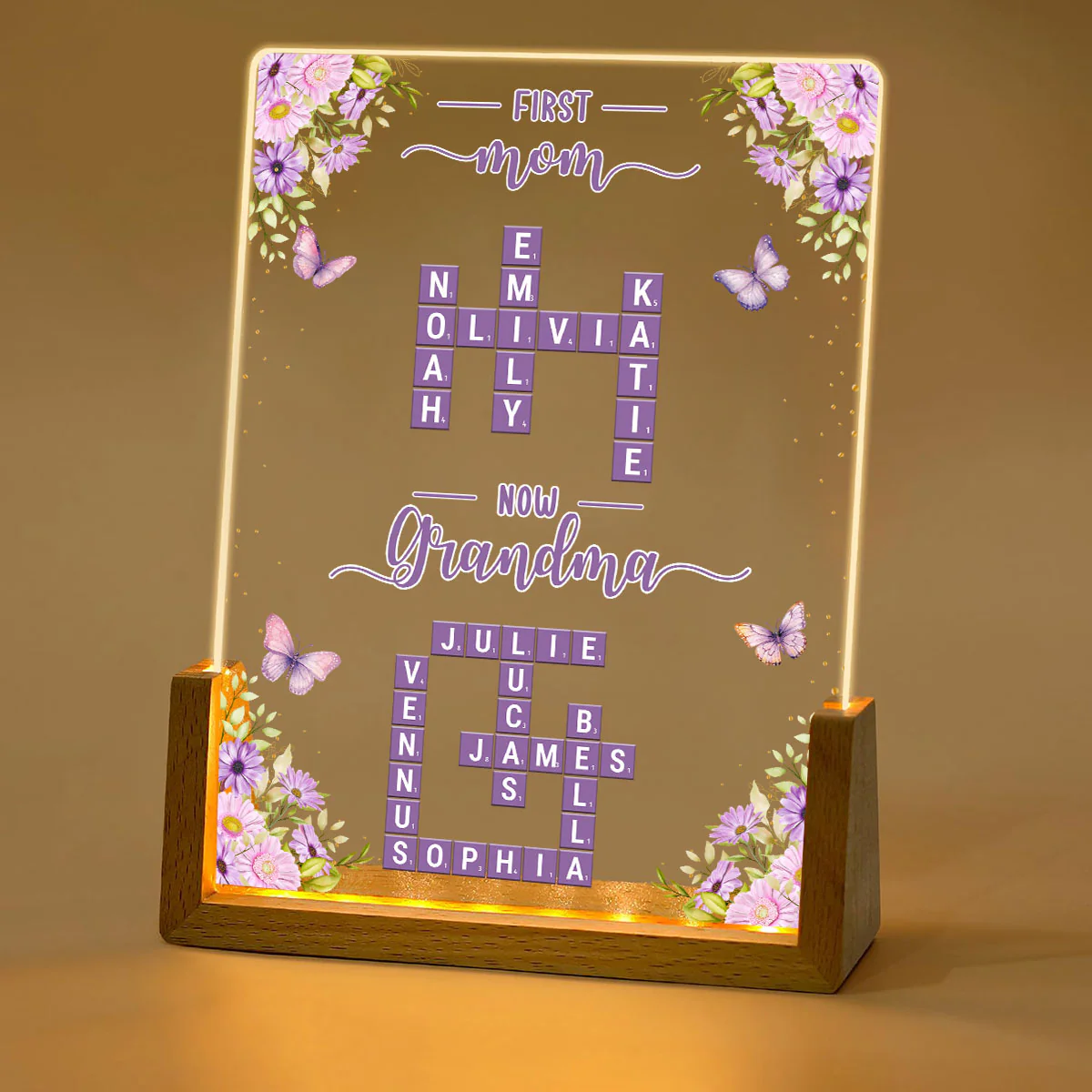 Now Grandma - Personalized Custom Plaque With Walnut Base