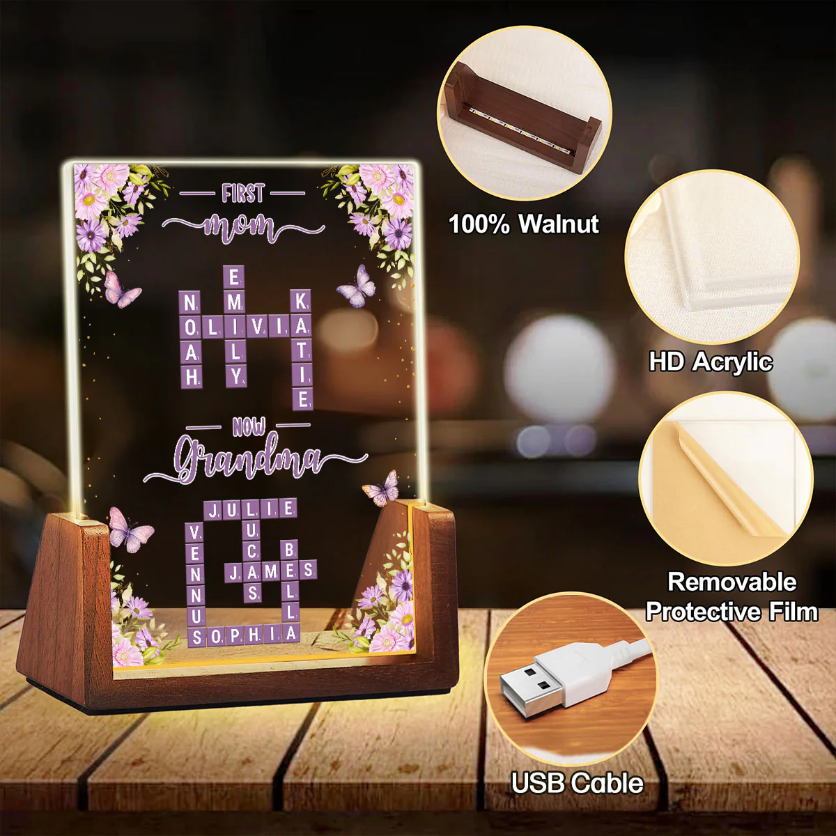 Now Grandma - Personalized Custom Plaque With Walnut Base - Image 6