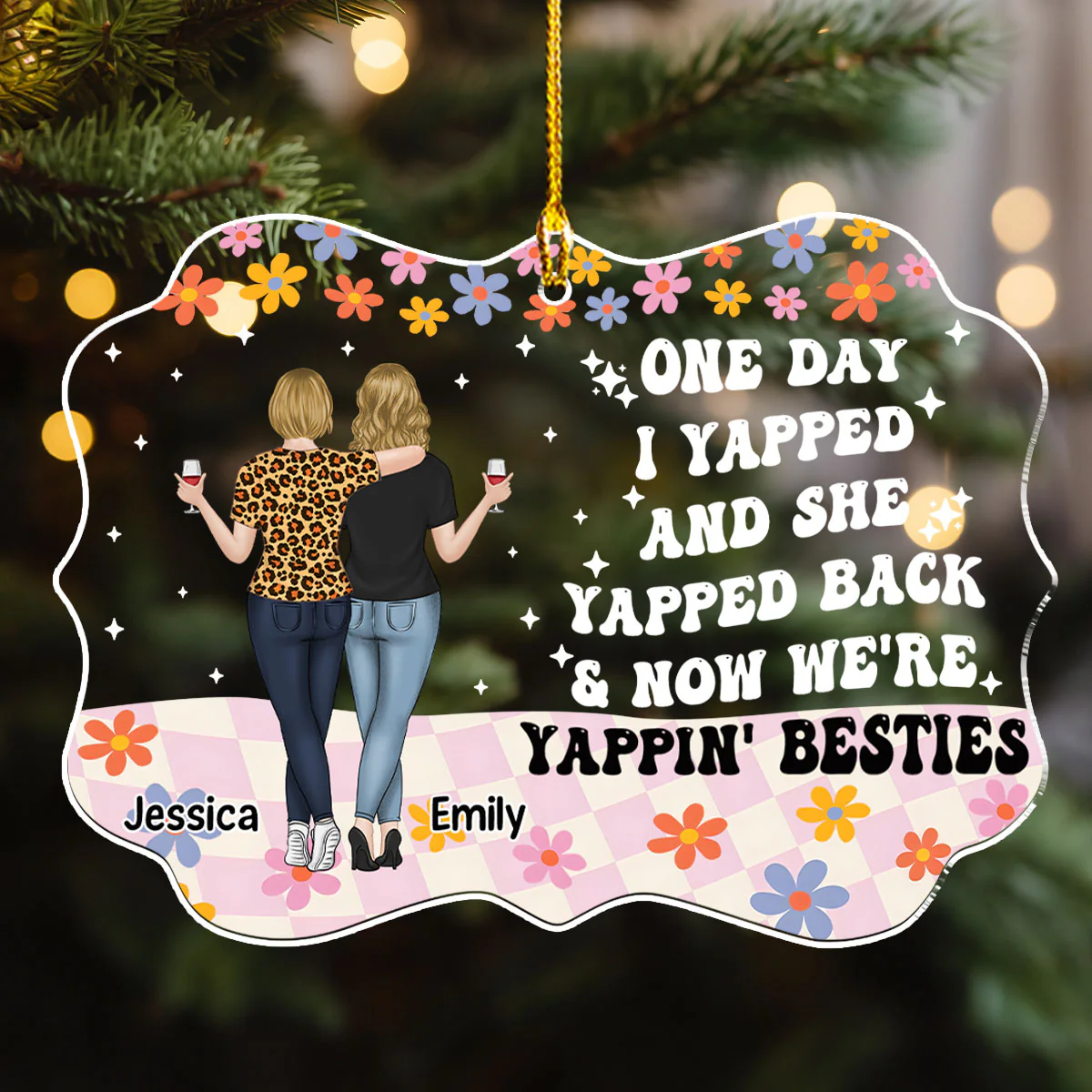 Now We Are Yapping Besties - Personalized Custom Acrylic Ornament - Image 3