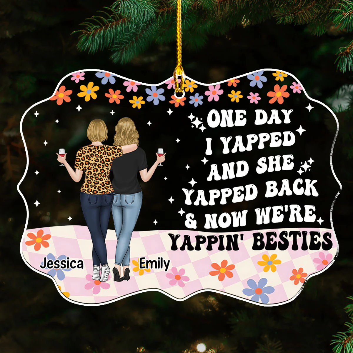 Now We Are Yapping Besties - Personalized Custom Acrylic Ornament - Image 5