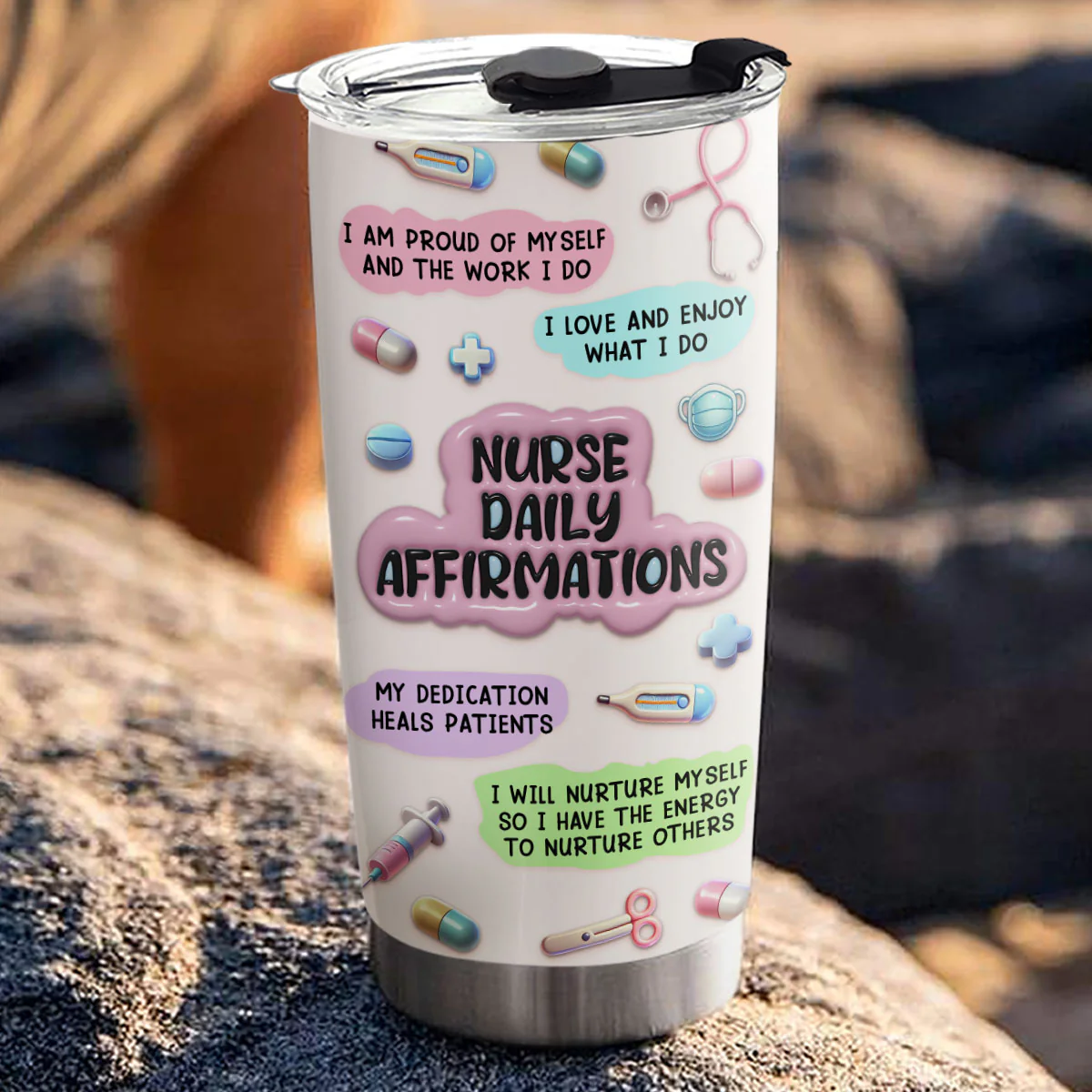 Nurse Daily Affirmations - Personalized Custom 3D Effect Tumbler - Image 2