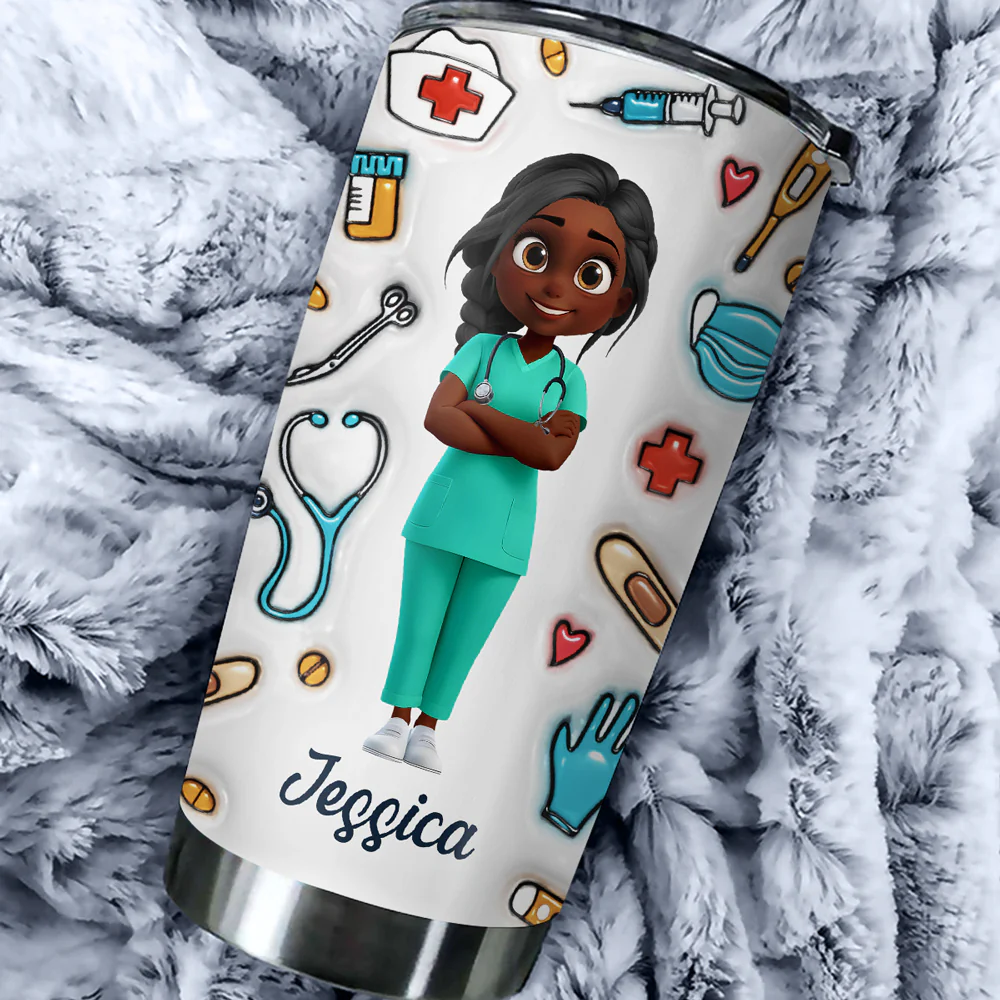 Nurse Nutrition Facts - Personalized Custom 3D Inflated Effect Tumbler - Image 4