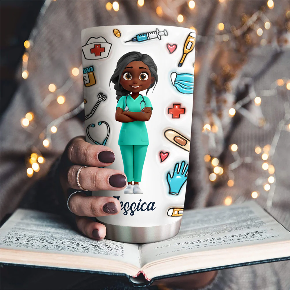 Nurse Nutrition Facts - Personalized Custom 3D Inflated Effect Tumbler - Image 5