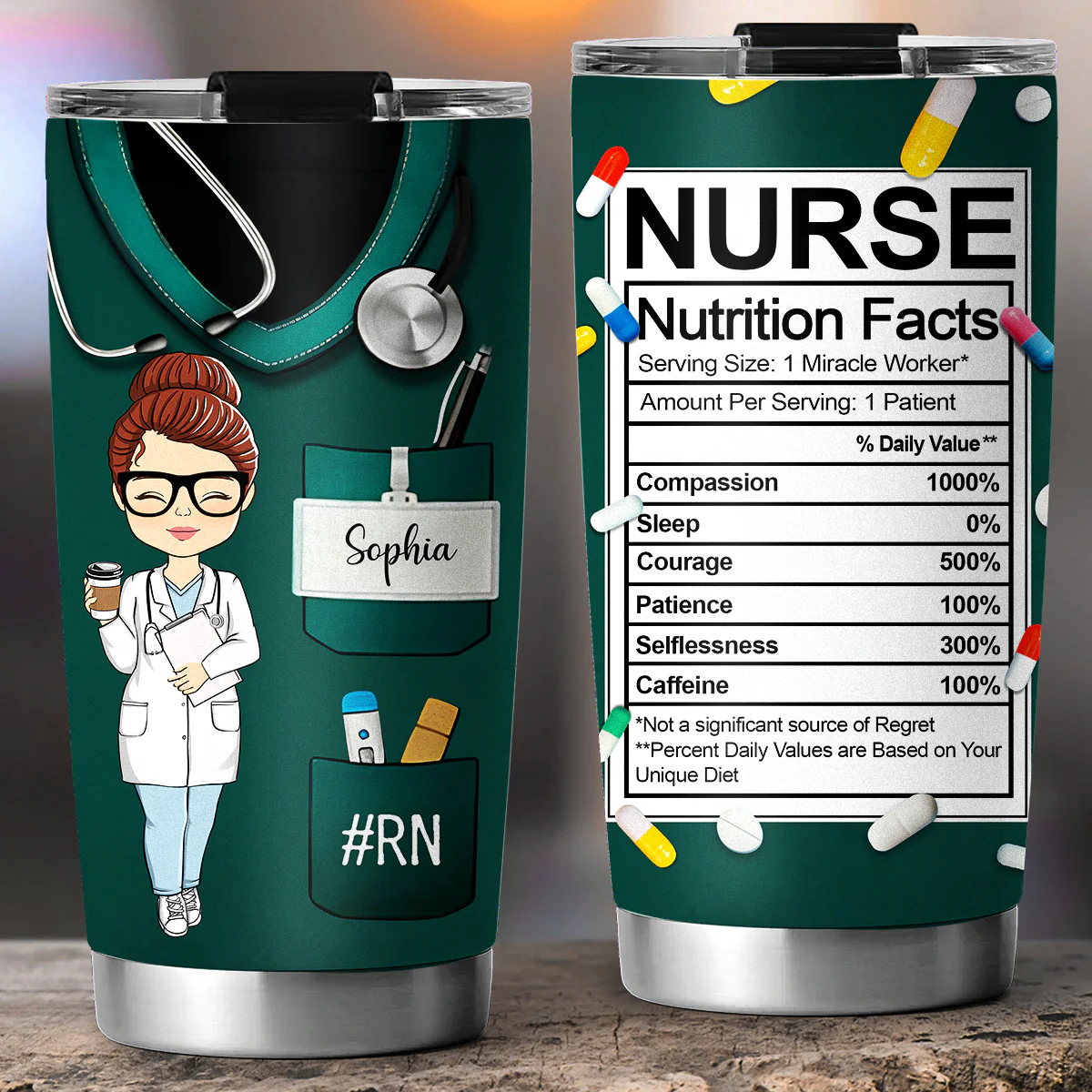 Nurse Nutrition Facts  - Personalized Custom Tumbler - Image 2