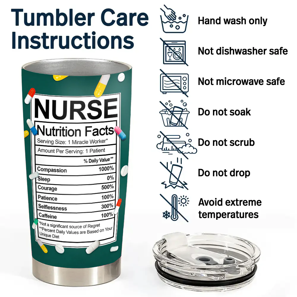 Nurse Nutrition Facts  - Personalized Custom Tumbler - Image 6