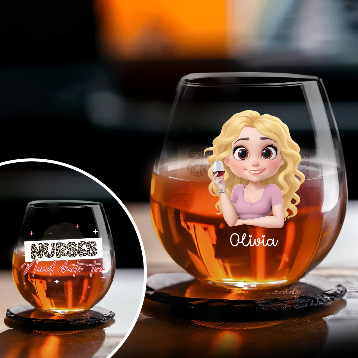 Nurses Need Shot Too - Personalized Custom Wine Glass - Image 4