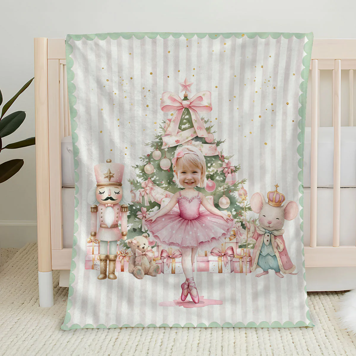 Nutcracker Ballerina Custom Face - Personalized Custom Fleece Blanket - Image 2