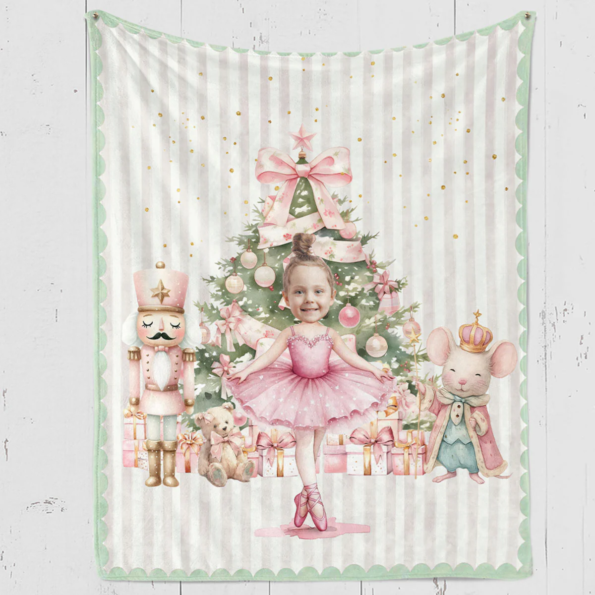 Nutcracker Ballerina Custom Face - Personalized Custom Fleece Blanket - Image 3