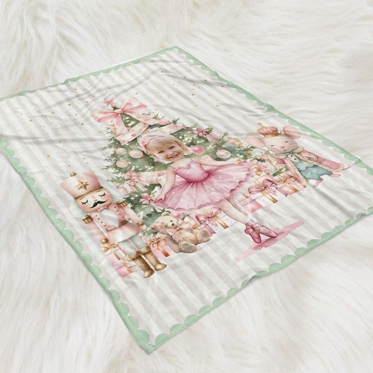 Nutcracker Ballerina Custom Face - Personalized Custom Fleece Blanket - Image 4