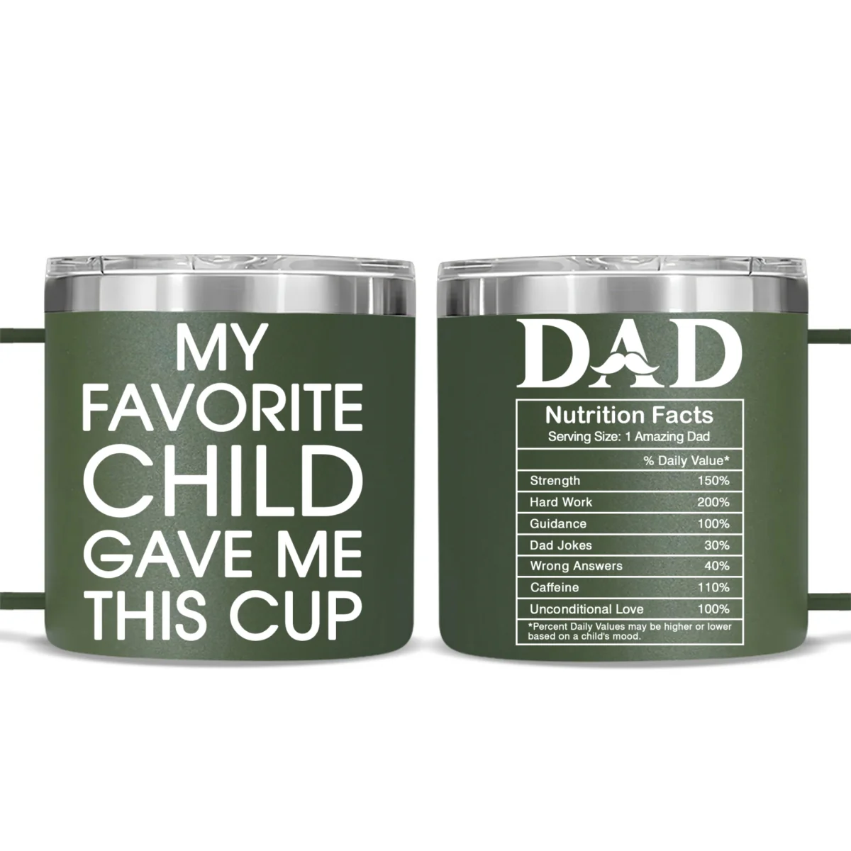 Nutrition Facts Of Dad - Personalized Custom 14oz Stainless Steel Tumbler With Handle - Image 6