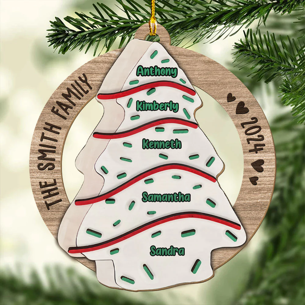 Oh Family Christmas Tree - Personalized Custom Wood Ornament - Image 5