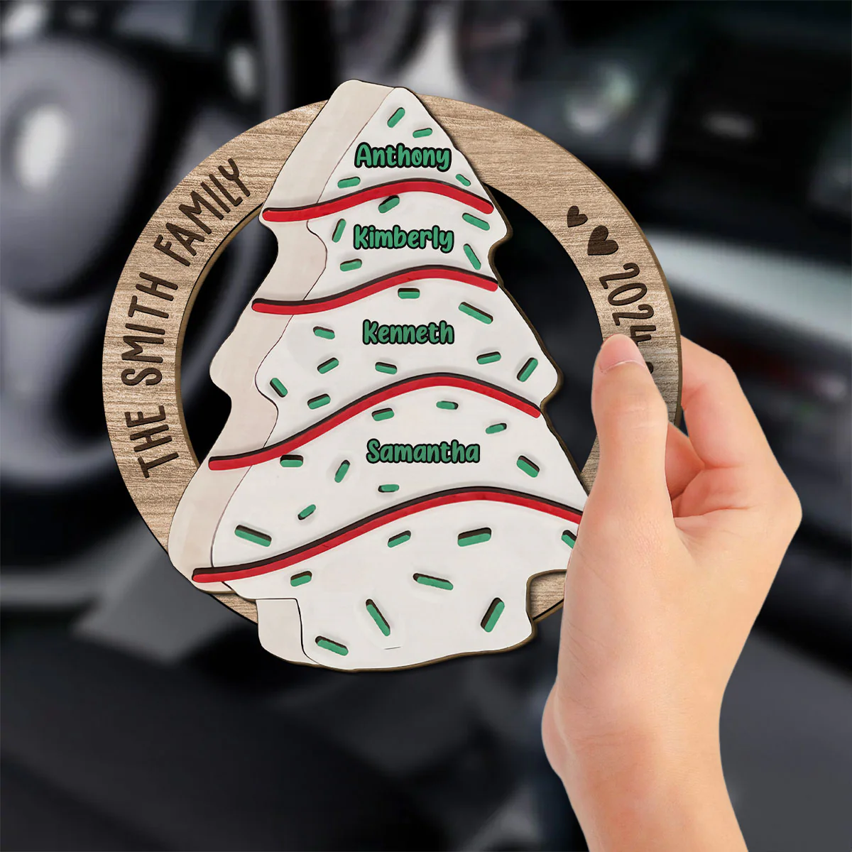 Oh Family Tree Cake - Personalized Custom Car Visor Clip - Image 2