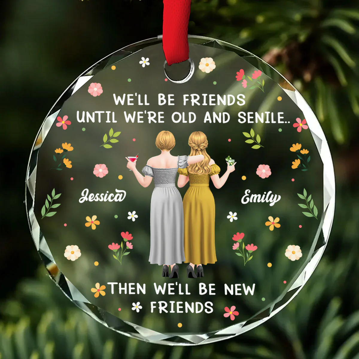 Old But Still Fabulous Friends - Personalized Custom Glass Ornament