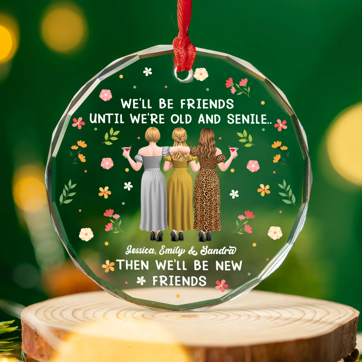 Old But Still Fabulous Friends - Personalized Custom Glass Ornament - Image 2