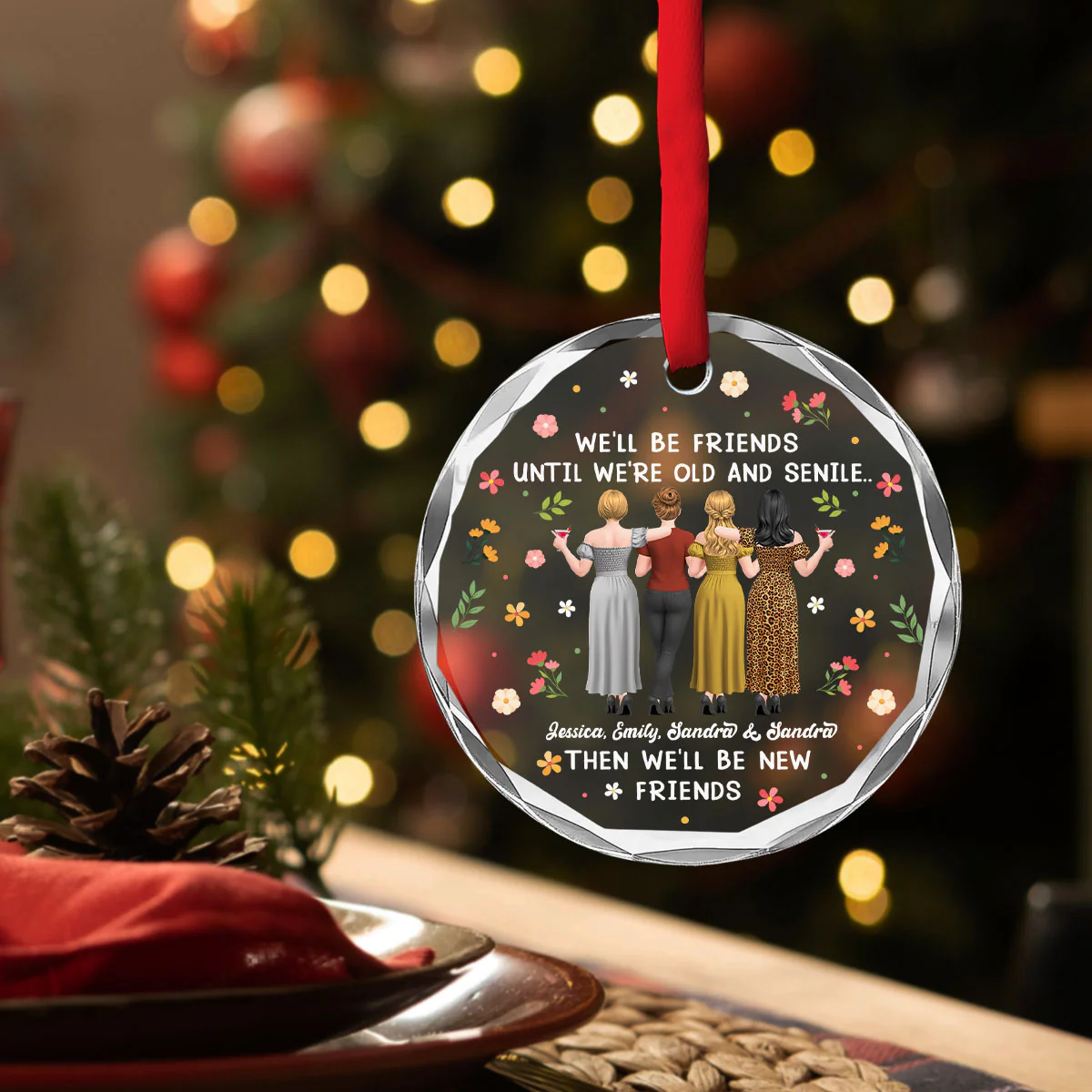 Old But Still Fabulous Friends - Personalized Custom Glass Ornament - Image 3