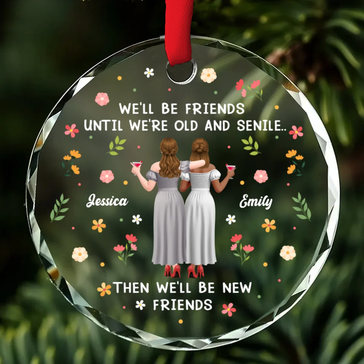 Old But Still Fabulous Friends - Personalized Custom Glass Ornament - Image 6