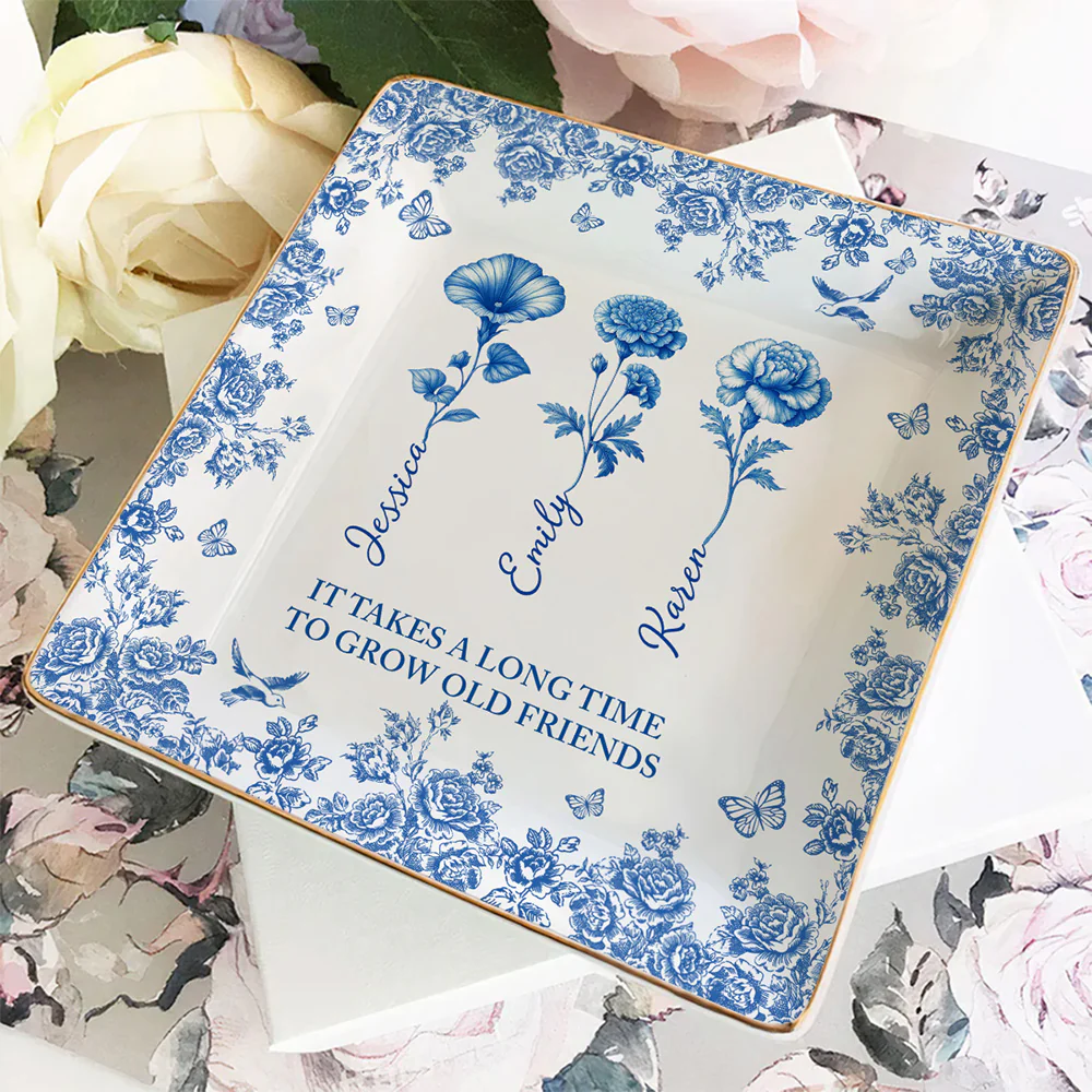 Old Friend Bloom - Personalized Custom Jewelry Dish - Image 4