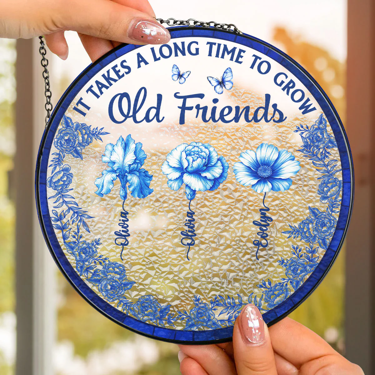 Old Friend Bloom - Personalized Custom Window Hanging Suncatcher - Image 2