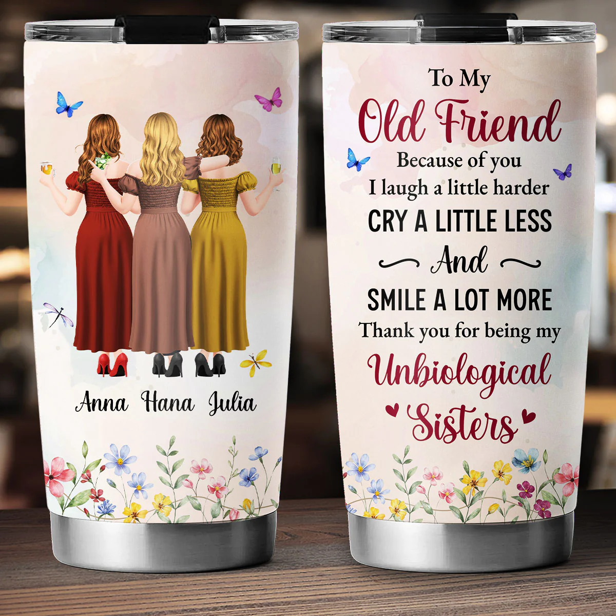 Old Friend Unbiological Sister - Personalized Custom Tumbler - Image 4