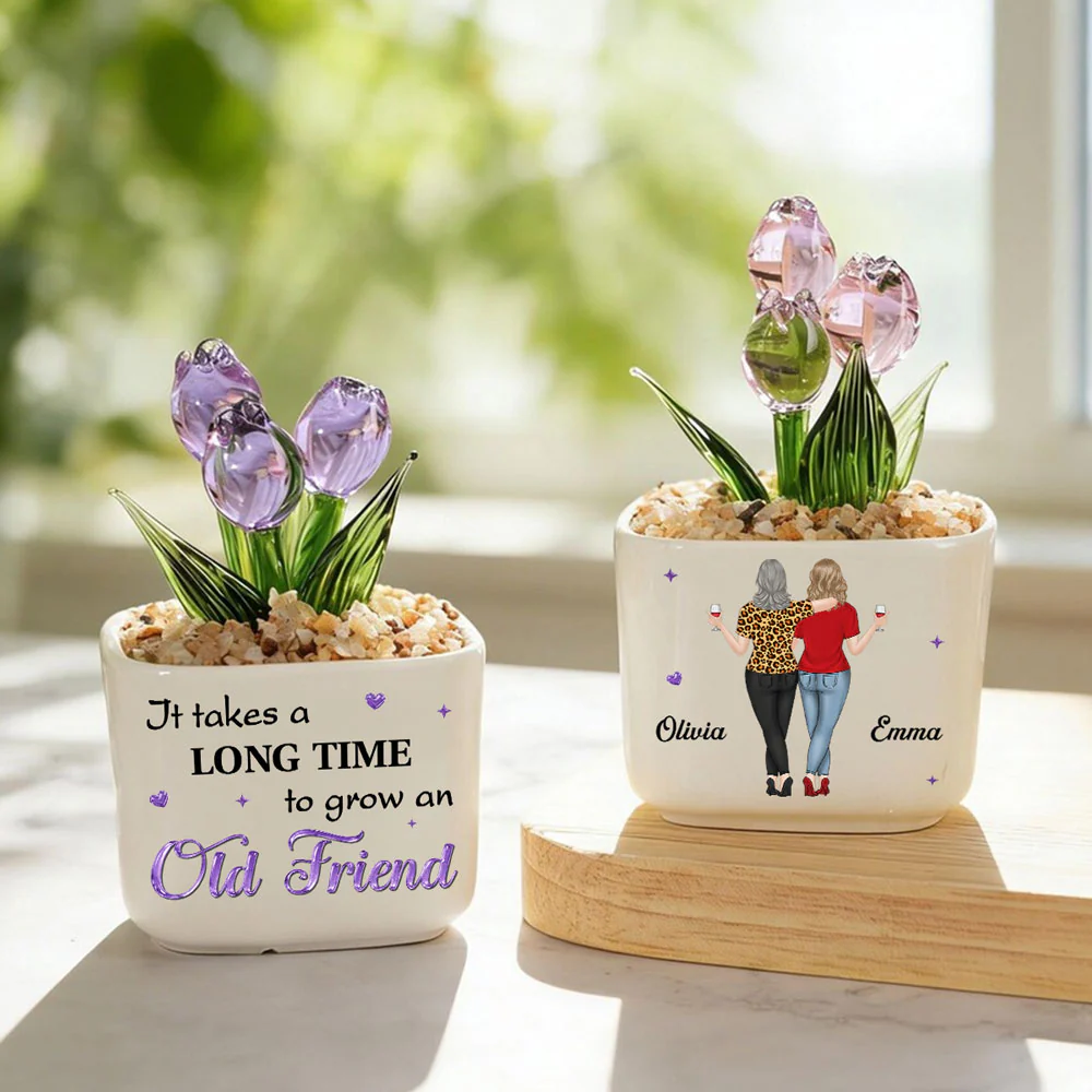Old Friends Forever - Personalized Custom Glass Everlasting Tulips - Image 6