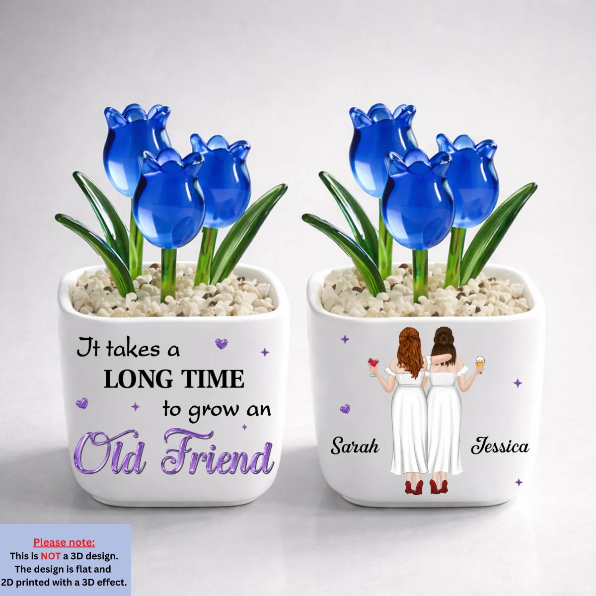Old Friends Forever - Personalized Custom Glass Everlasting Tulips - Image 8