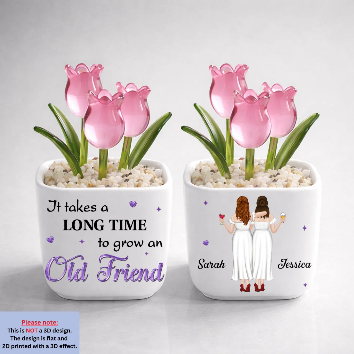 Old Friends Forever - Personalized Custom Glass Everlasting Tulips - Image 9